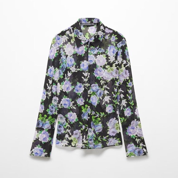 Mango semi transparent printed shirt NWT - Picture 2 of 5